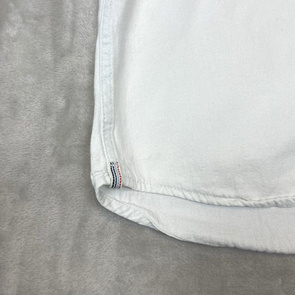 Pull & Bear Mens Small Slim Fit Icy White Cotton Denim Shirt Preppy Geek - Picture 5 of 12